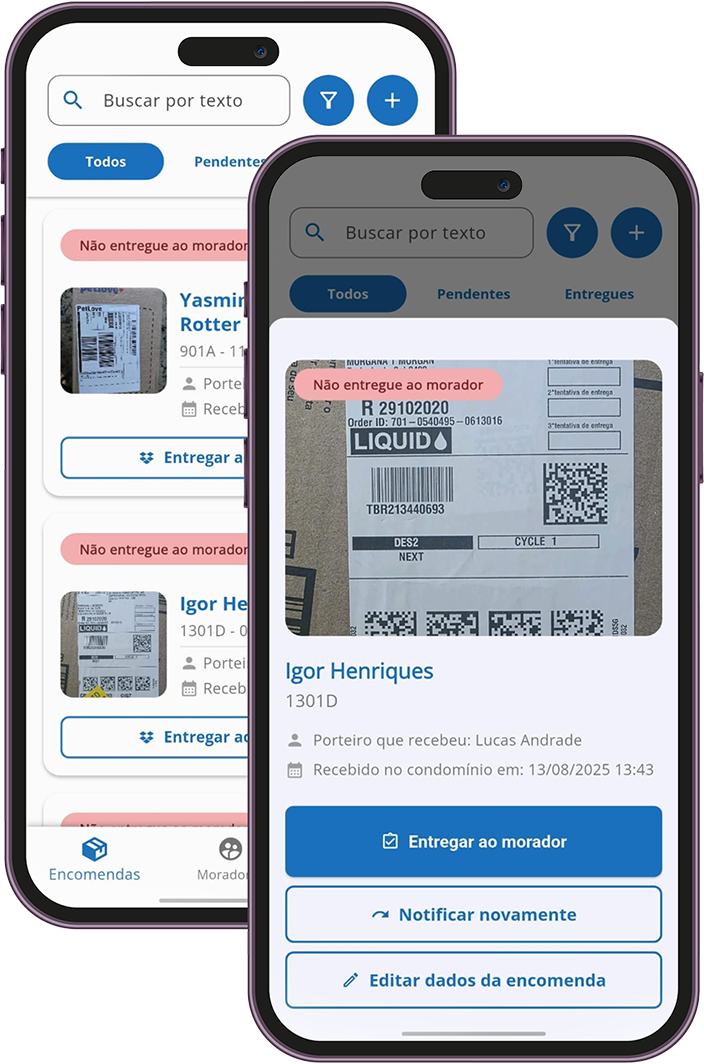 Tela do Minha Encomenda no aplicativo